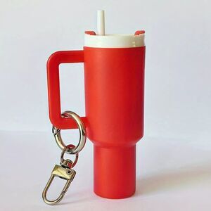 ⭐ Mini Stanley Style Tumbler Thermos Mug Keychain Novelty Storage Twist Lid RED